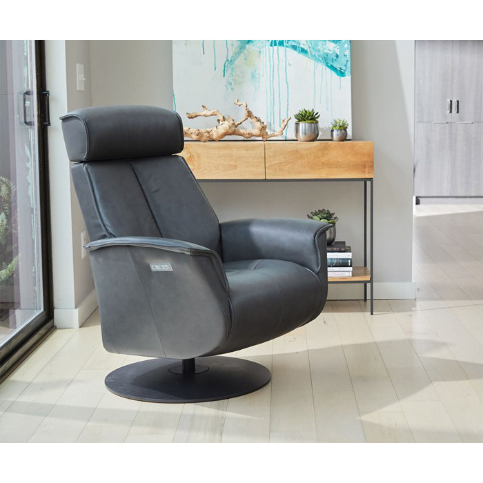 Hokku Designs Brandye Leather Recliner with Ottoman Wayfair